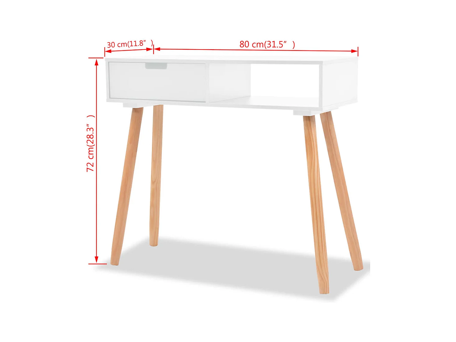Konsolentisch Kiefernholz Massiv 80 x 30 x 72 cm Weiß
