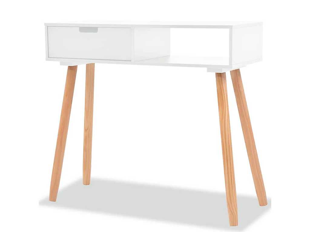Table console Bois de pin massif 80 x 30 x 72 cm Blanc