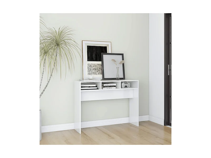 Konsolentisch Hochglanz-Weiß 105x30x80 cm Holzwerkstoff