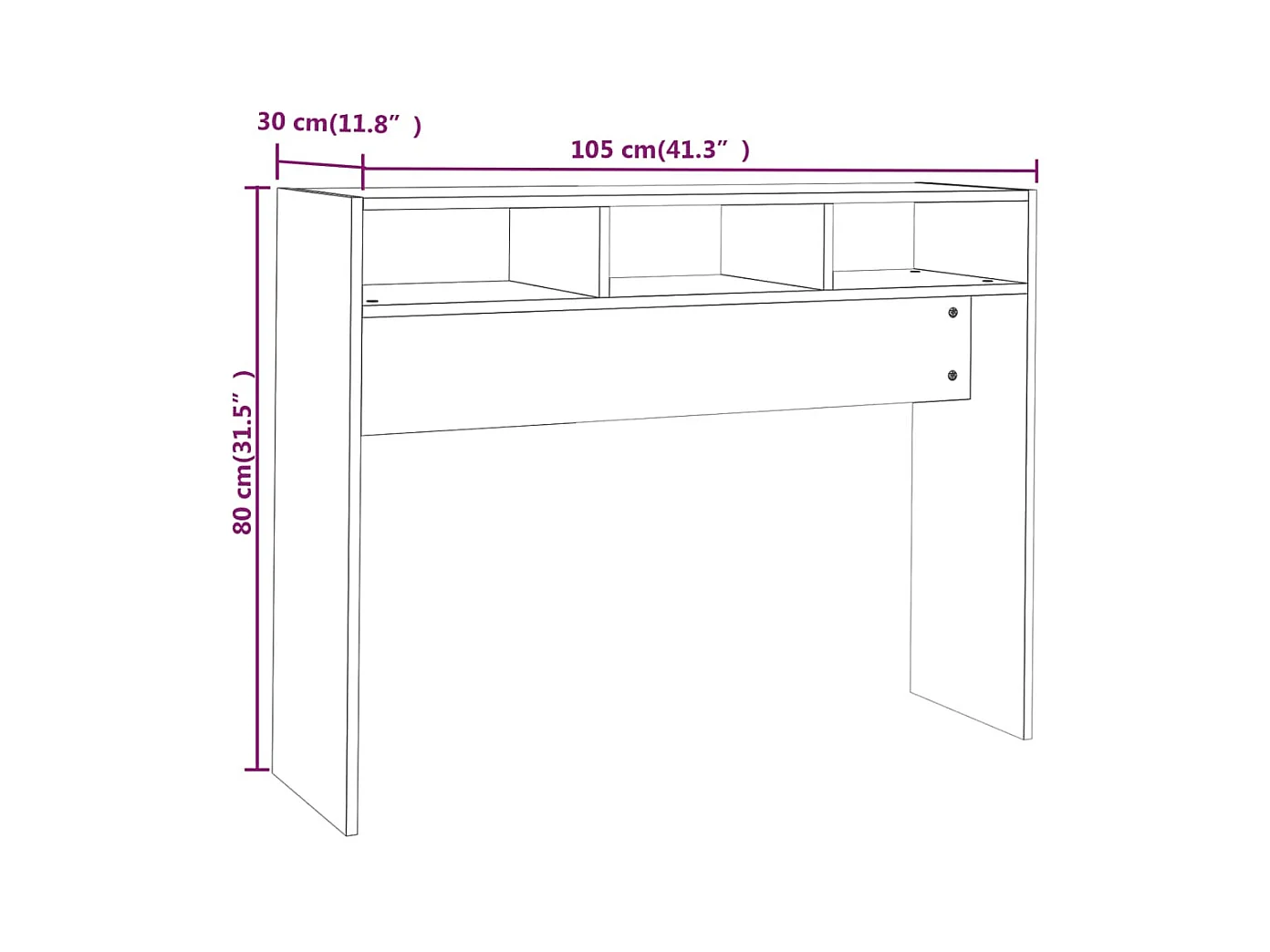 Konsolentisch Hochglanz-Weiß 105x30x80 cm Holzwerkstoff