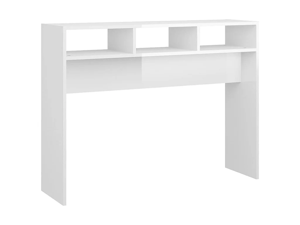 Tavolino Consolle Bianco Lucido 105x30x80 cm Legno Multistrato