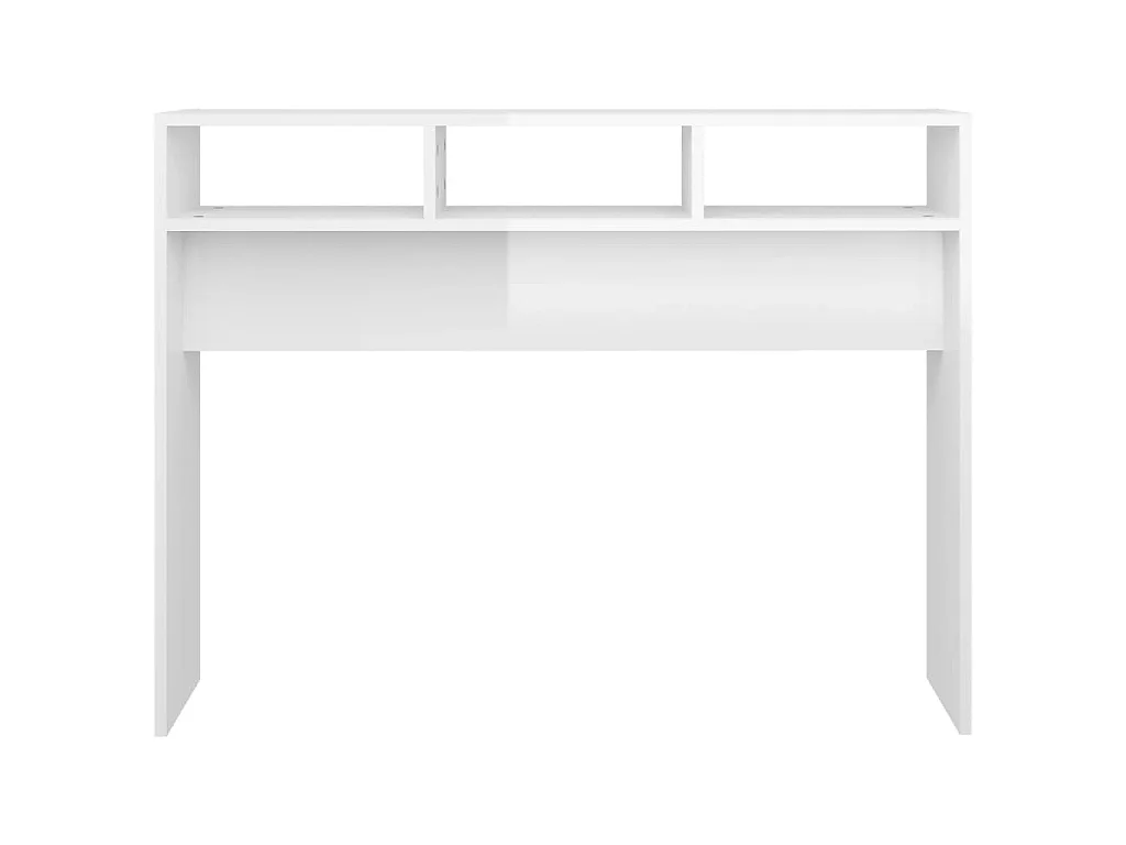 Tavolino Consolle Bianco Lucido 105x30x80 cm Legno Multistrato