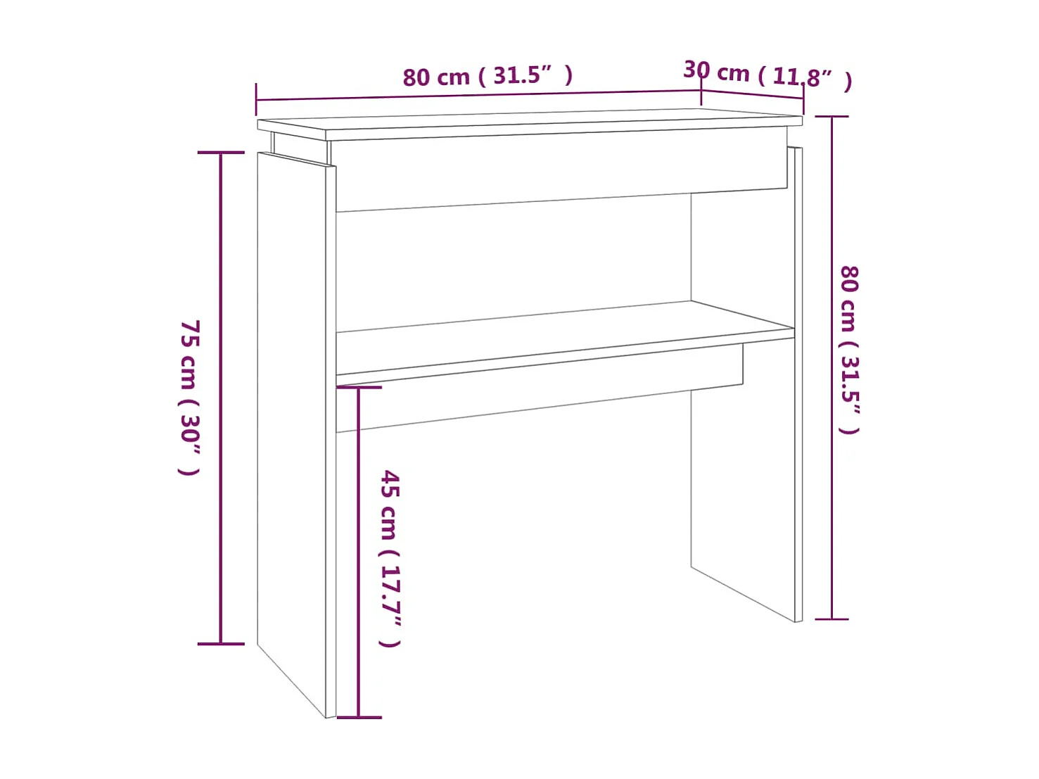 Table console Chêne marron 80x30x80 cm Bois d'ingénierie