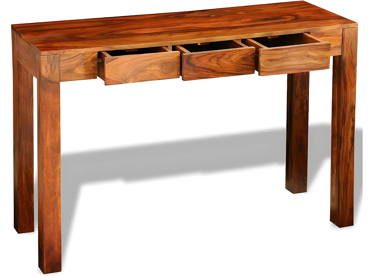 Tavolo Consolle con 3 Cassetti 80 cm Legno Massello di Sheesham