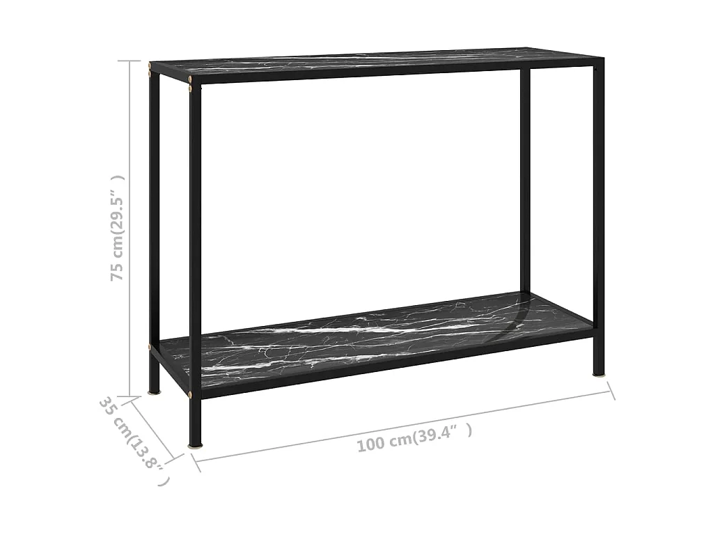 Wandtafel 100x35x75 cm gehard glas zwart
