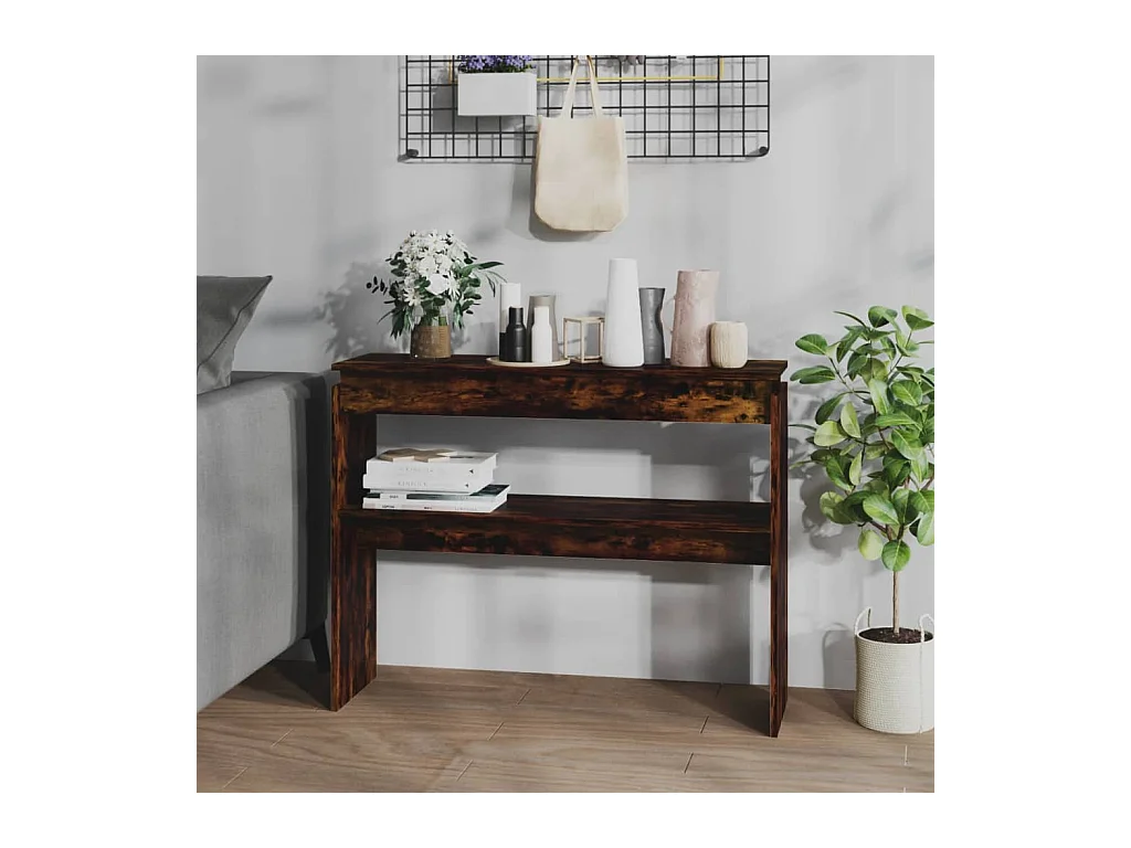 Table console Chêne fumé 102x30x80 cm Bois d'ingénierie