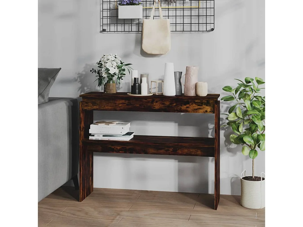 Mesa consola 102x30x80 cm derivados de madeira carvalho fumado