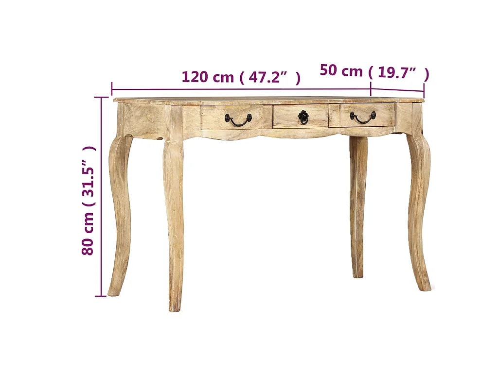 Table console Bois de manguier massif 120 x 50 x 80 cm