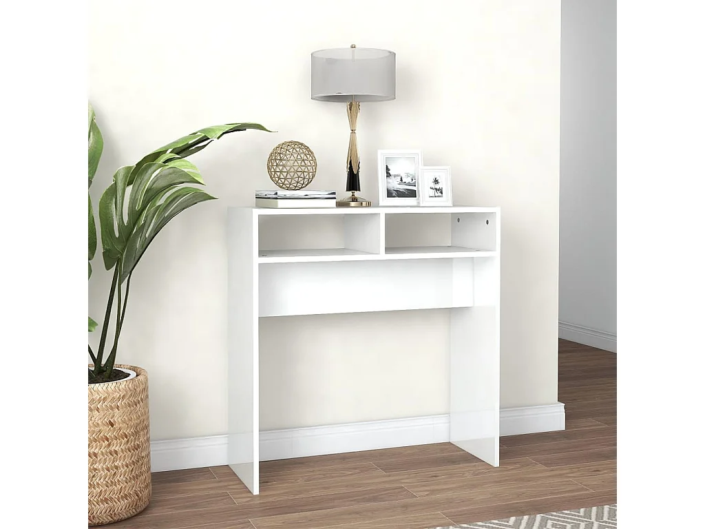 Table console Blanc brillant 78x30x80 cm Aggloméré