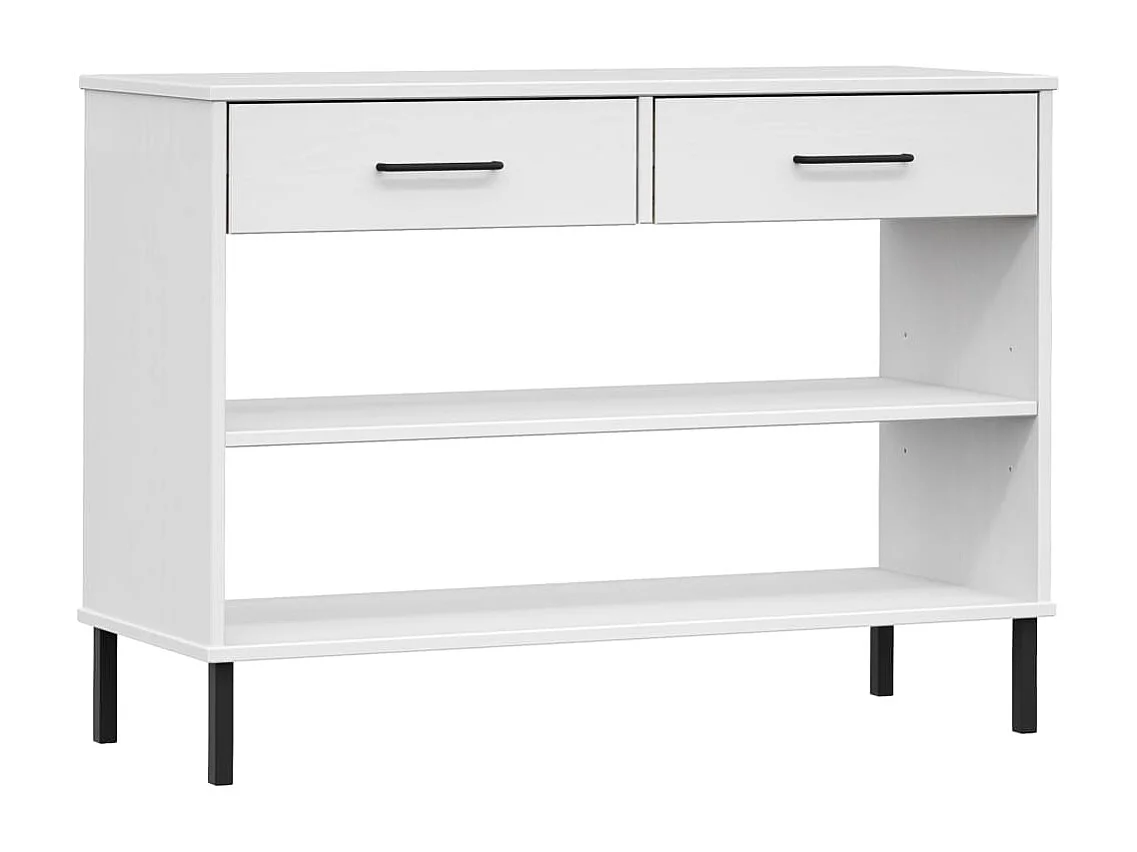 Armoire console avec pieds en métal Blanc Bois pin massif OSLO