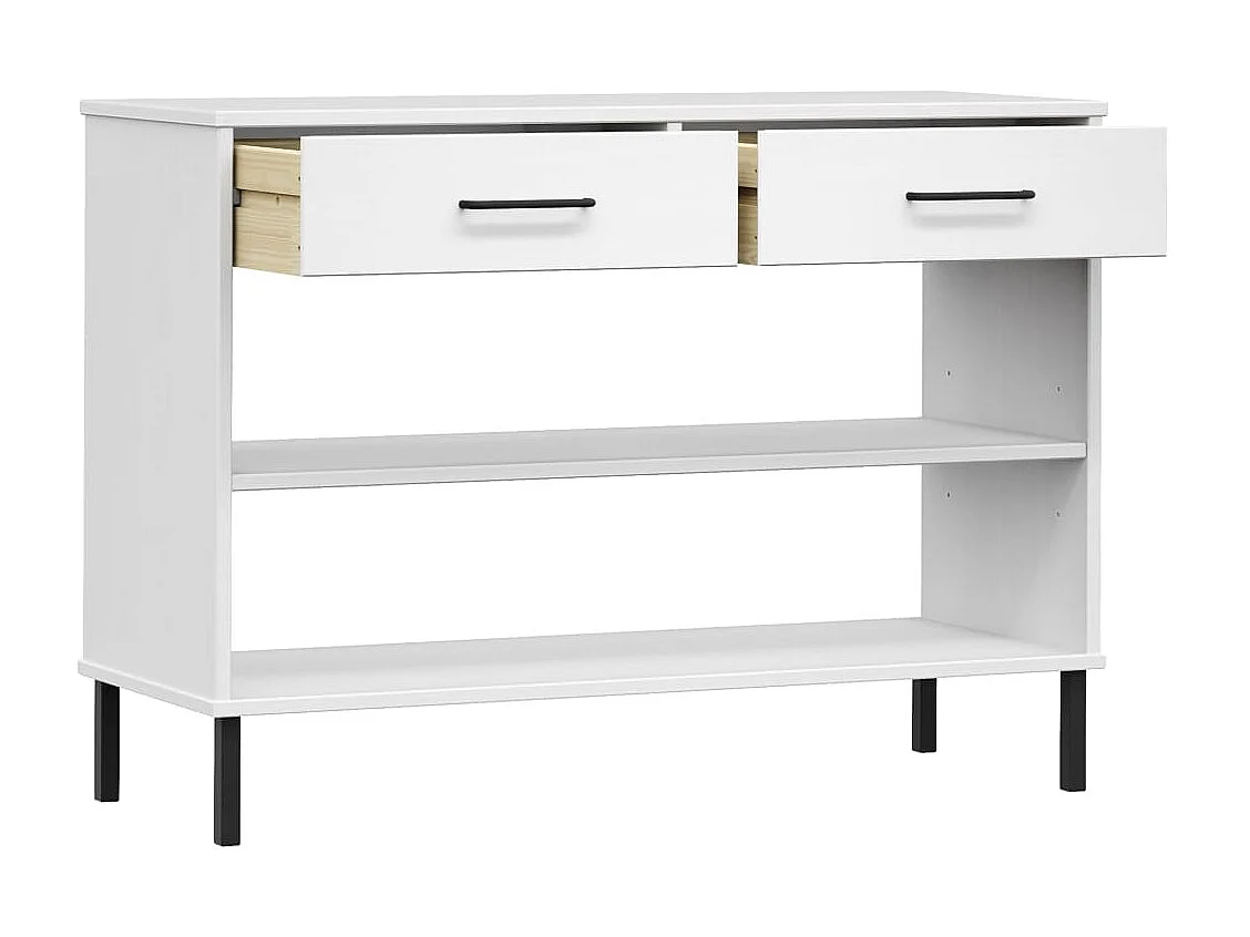 Armoire console avec pieds en métal Blanc Bois pin massif OSLO