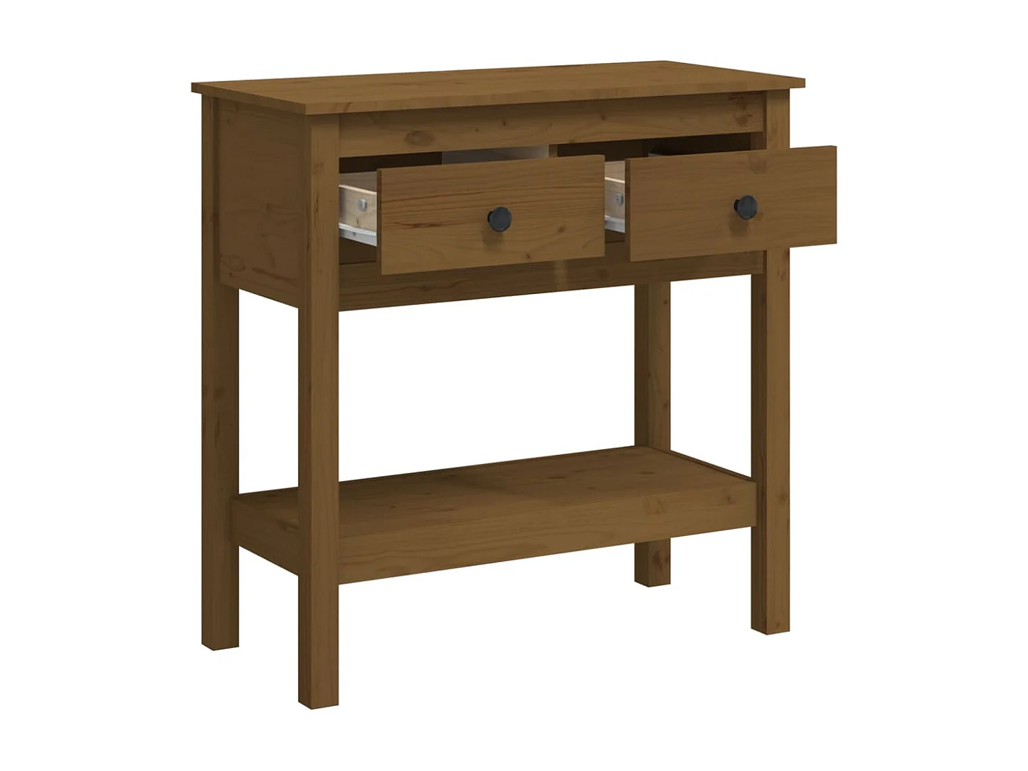 Mesa consola 75x35x75 cm madeira de pinho maciça castanho mel