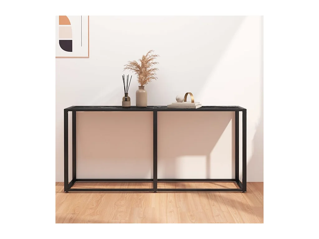 Table console Marbre noir 160x35x75,5 cm Verre trempé