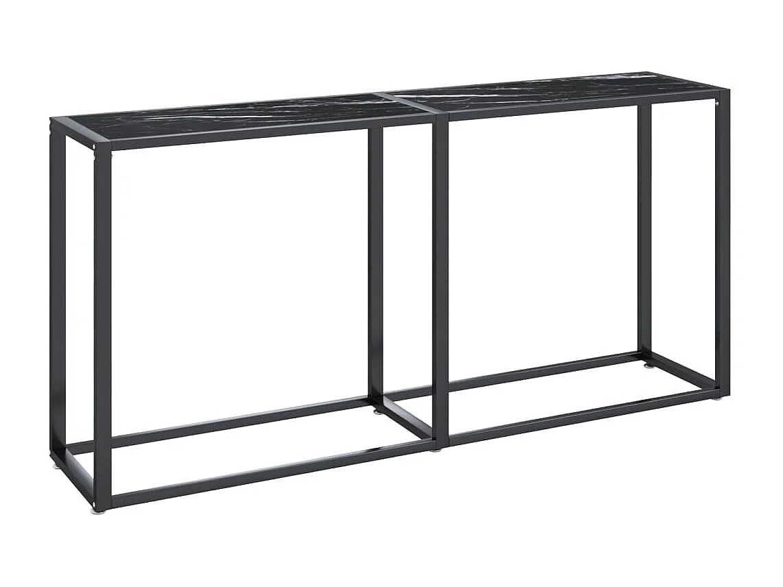 Table console Marbre noir 160x35x75,5 cm Verre trempé