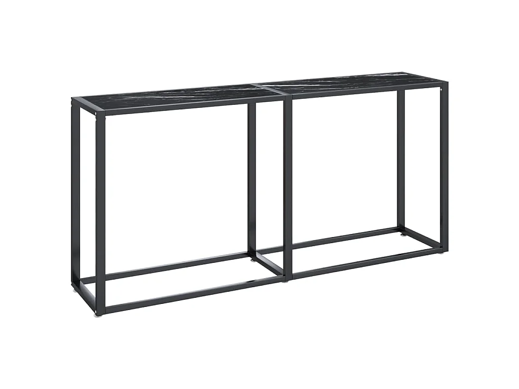Table console Marbre noir 160x35x75,5 cm Verre trempé