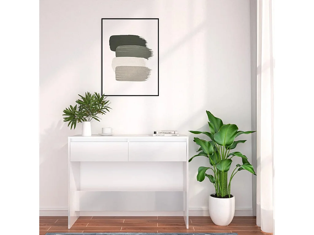 Table console blanc 100x35x76,5 cm bois d'ingénierie