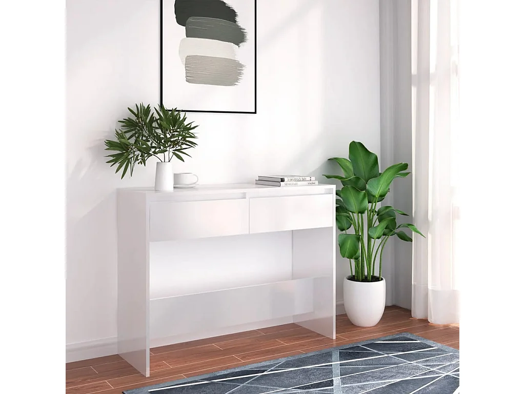 Table console blanc 100x35x76,5 cm bois d'ingénierie