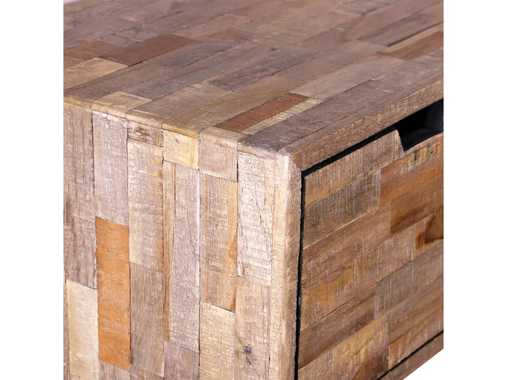 Mesa consola com 3 gavetas, madeira de teca reciclada