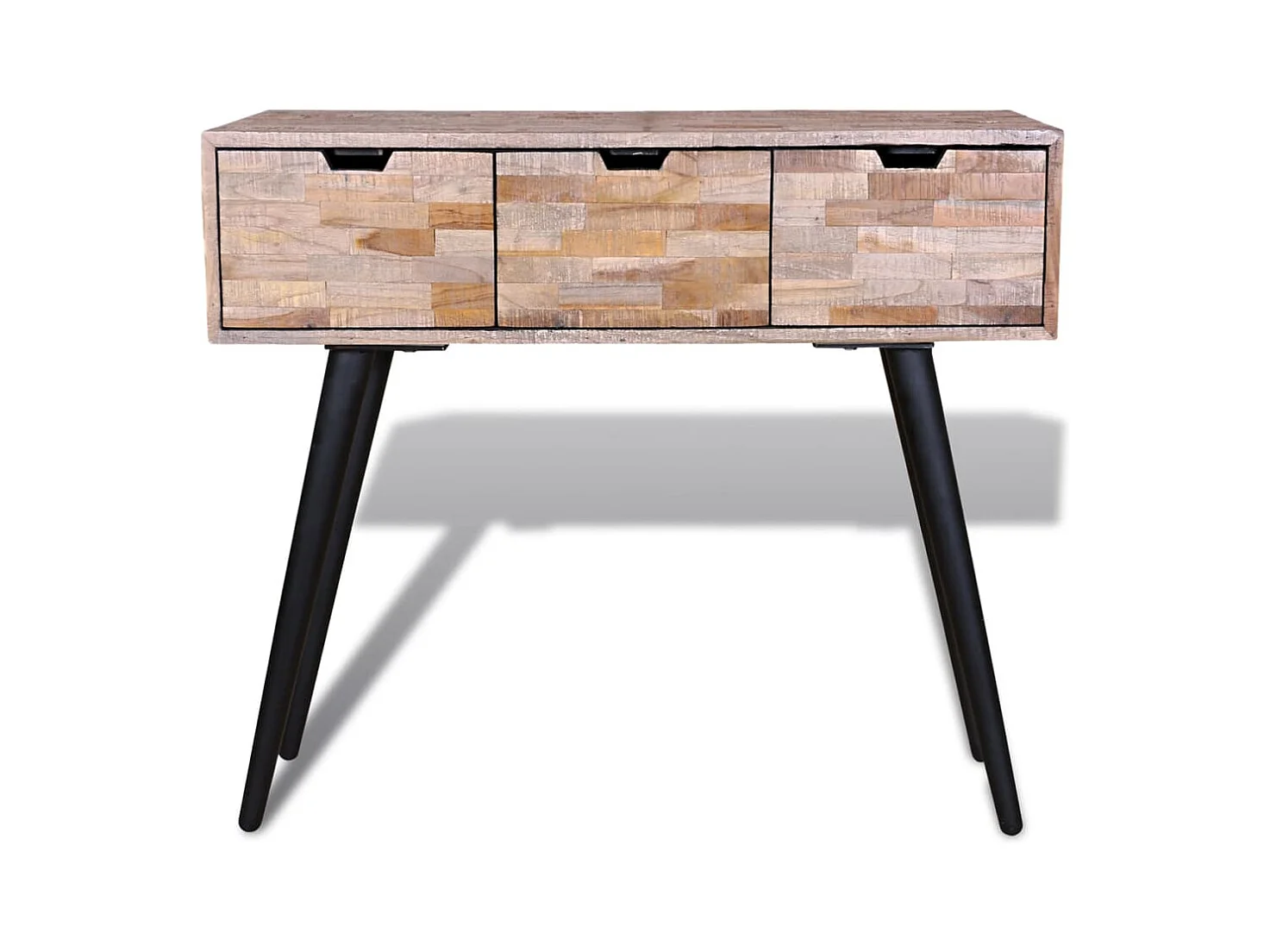 Tavolo Consolle con 3 Cassetti in Legno di Recupero di Teak