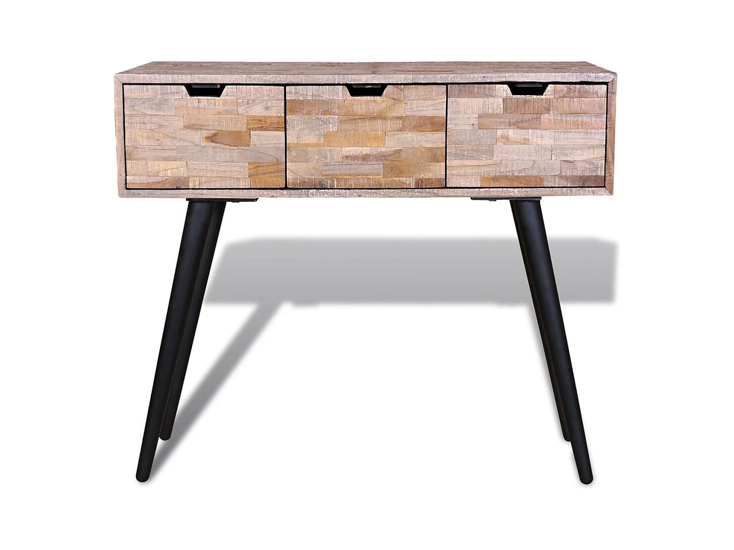 Tavolo Consolle con 3 Cassetti in Legno di Recupero di Teak