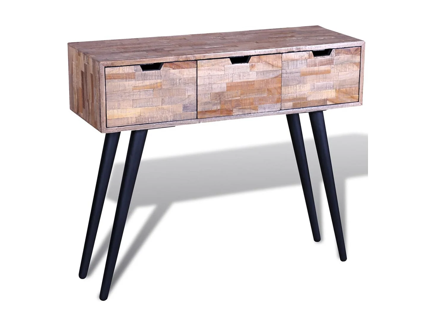 Konsolentisch mit 3 Schubladen Altholz Teak