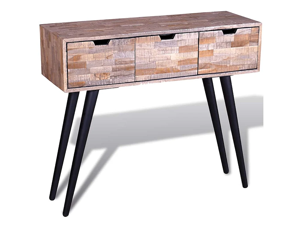 Table console avec 3 tiroirs Bois de teck recyclé