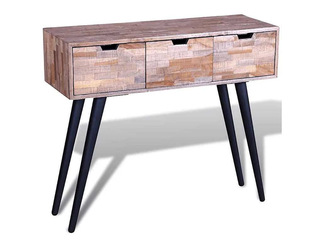 Table console avec 3 tiroirs Bois de teck recyclé