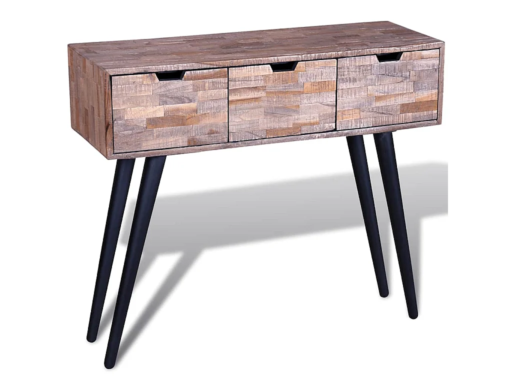 Table console avec 3 tiroirs Bois de teck recyclé