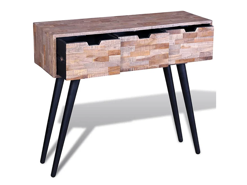 Table console avec 3 tiroirs Bois de teck recyclé