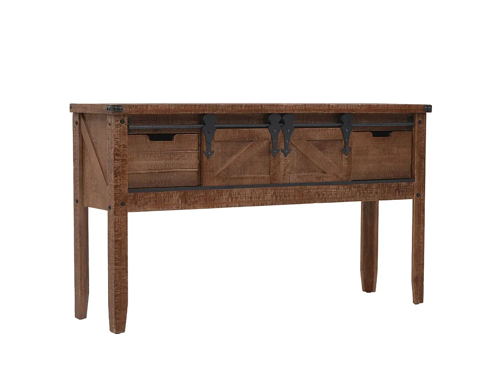 Konsolentisch Tannenholz Massiv 131x35,5x75 cm Braun
