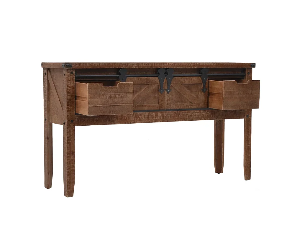 Konsolentisch Tannenholz Massiv 131x35,5x75 cm Braun