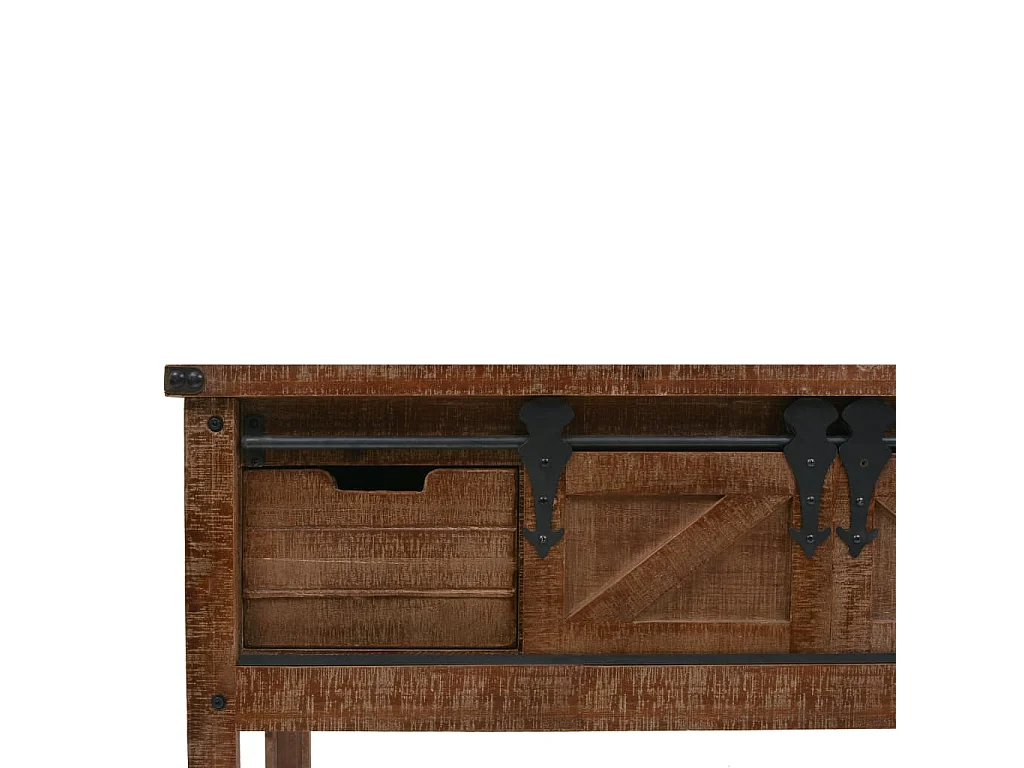 Konsolentisch Tannenholz Massiv 131x35,5x75 cm Braun