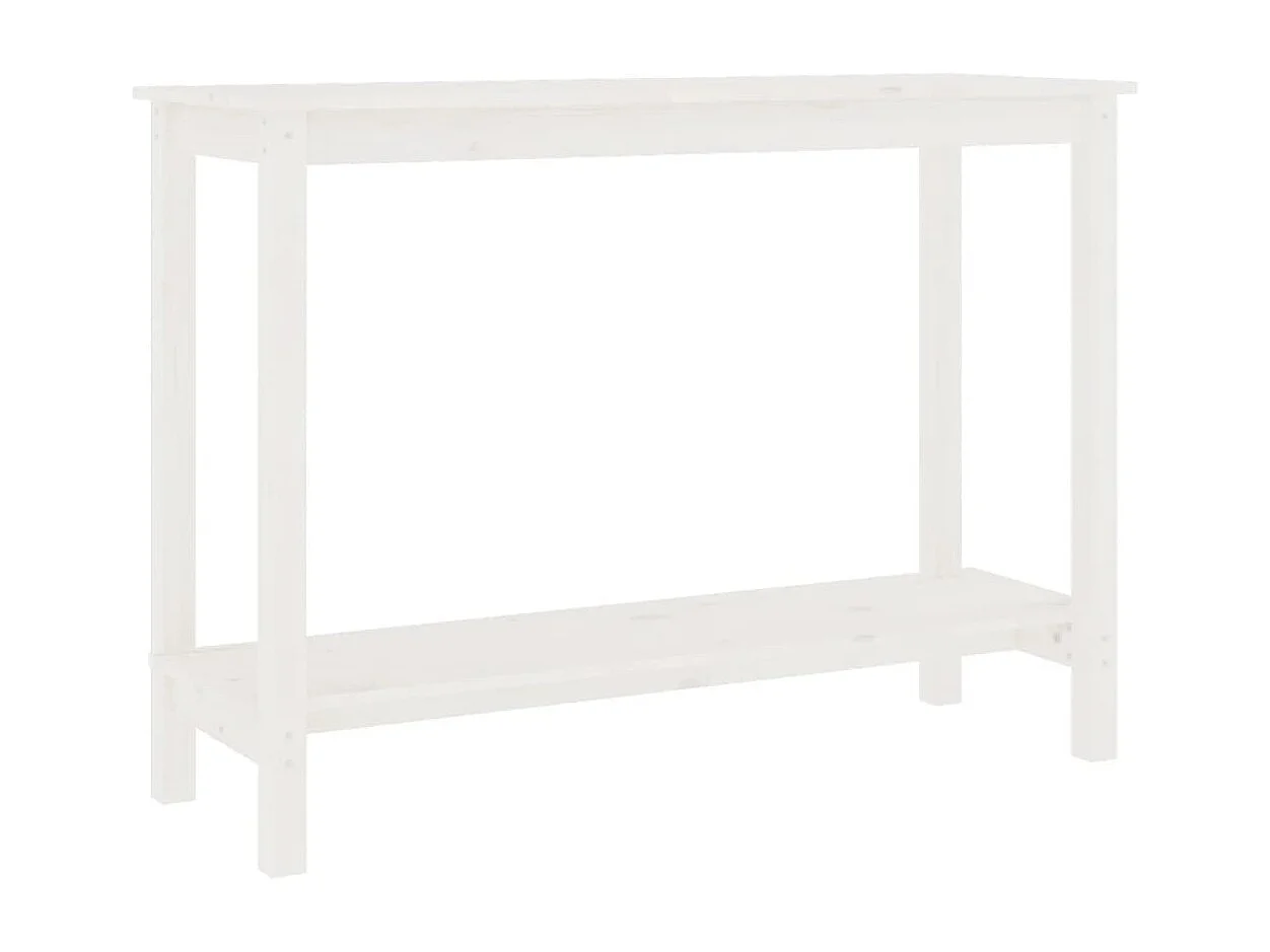 Tavolo Consolle Bianco 110x40x80 cm in Legno Massello di Pino