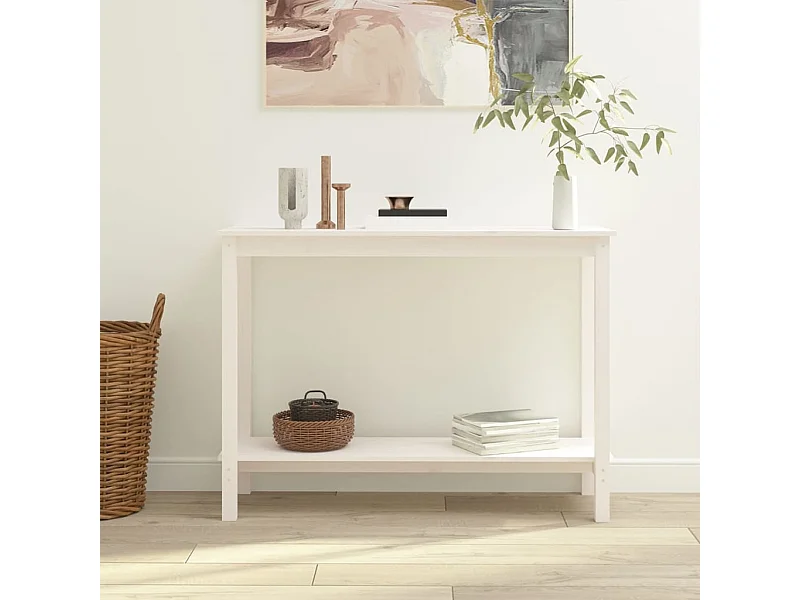 Mesa consola 110x40x80 cm pinho maciço branco