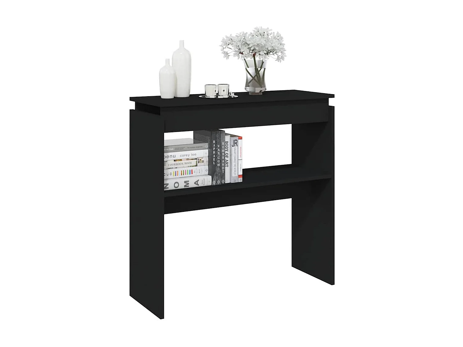 Wandtafel 80x30x80 cm bewerkt hout zwart
