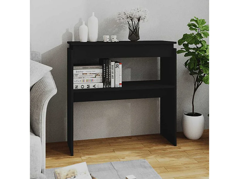 Tavolino Consolle Nero 80x30x80 cm in Legno Multistrato