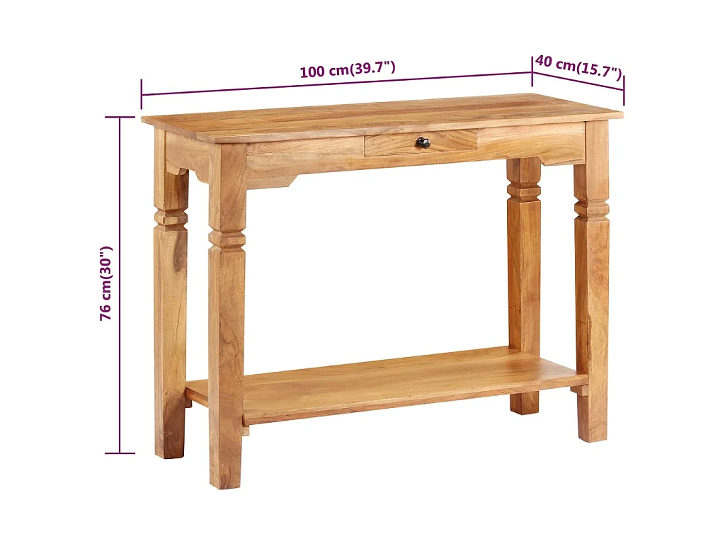 Wandtafel 100x40x76 cm massief acaciahout