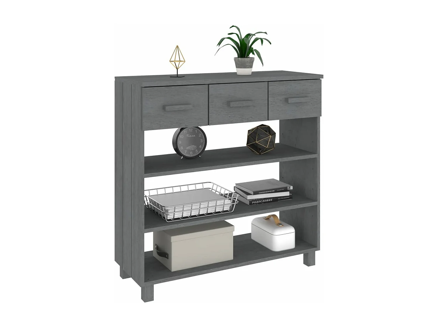 Wandtafel HAMAR 90x35x90 cm massief grenenhout donkergrijs