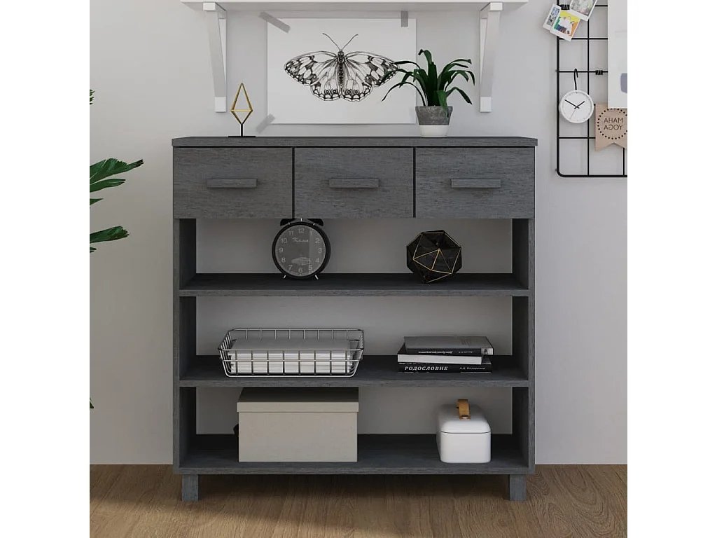 Konsolentisch HAMAR Dunkelgrau 90x35x90 cm Massivholz Kiefer
