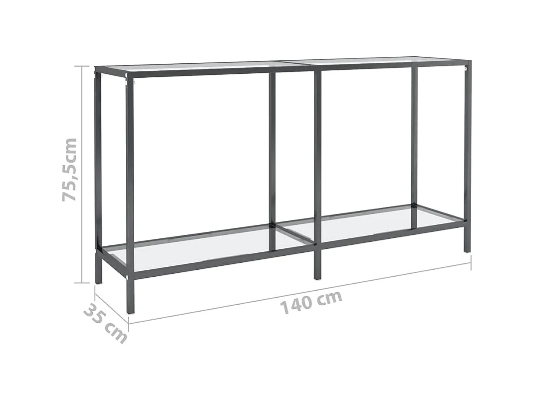 Wandtafel 140x35x75,5 cm gehard glas transparant