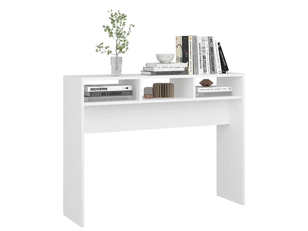 Table console blanc 105x30x80 cm bois d'ingénierie