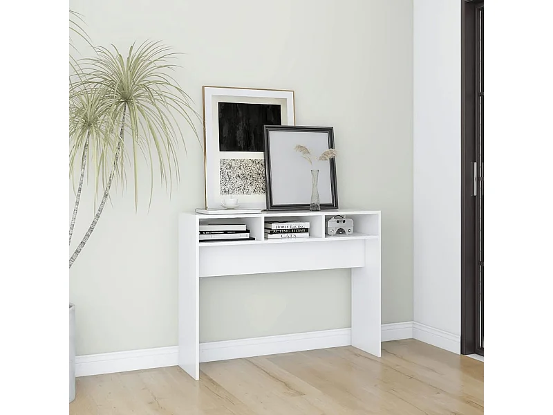 Table console blanc 105x30x80 cm bois d'ingénierie