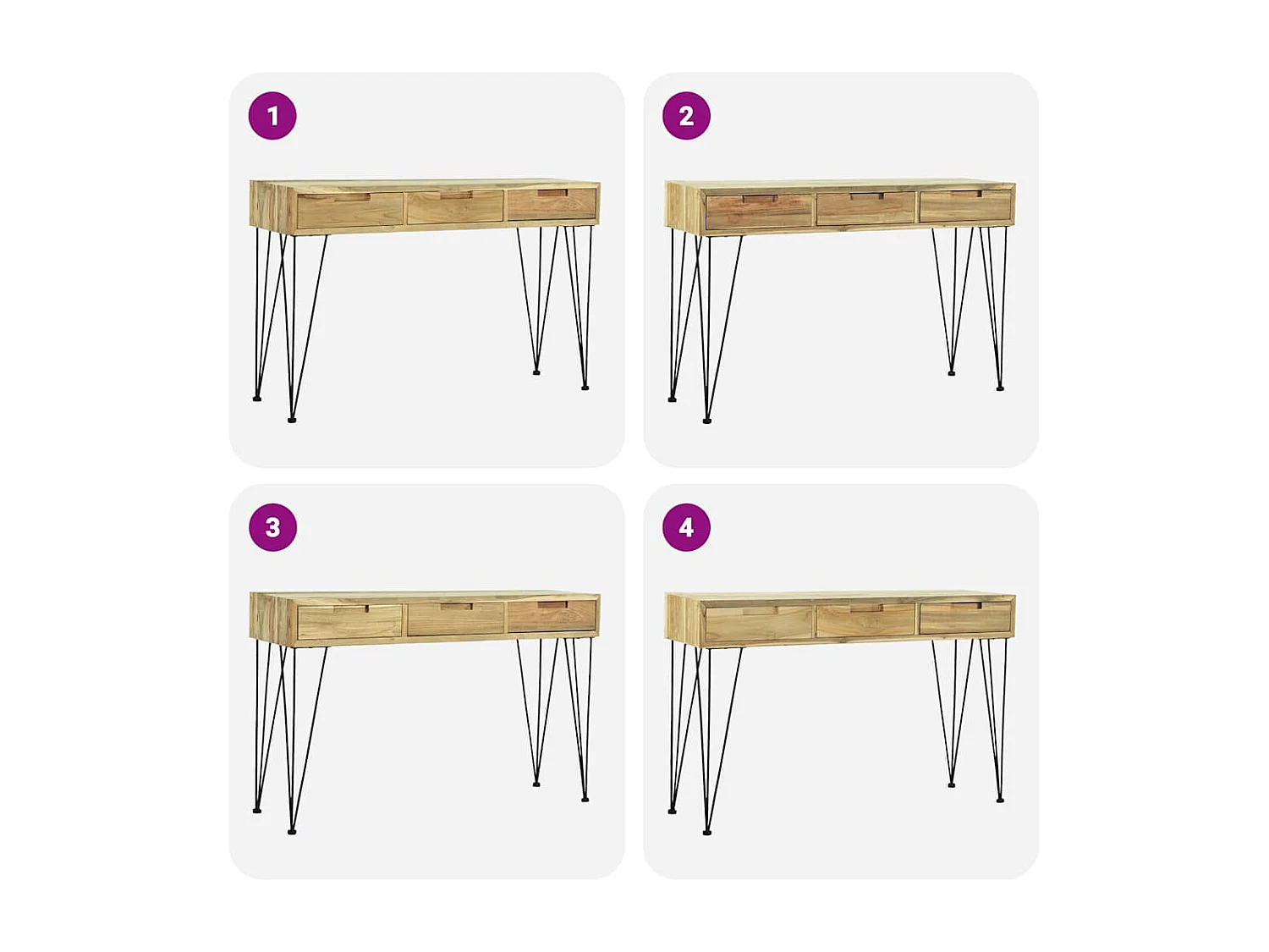 Mesa consola em teca maciça 120x35x76 cm