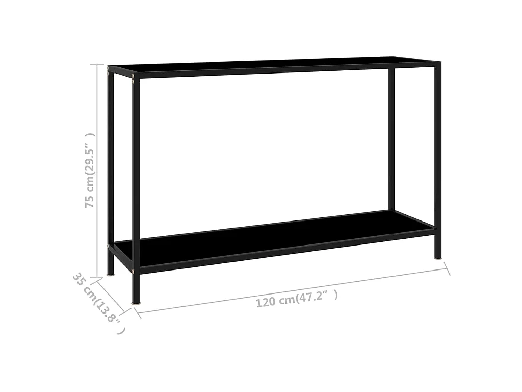 Mesa consola 120x35x75 cm vidro temperado preto