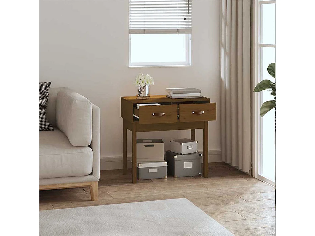 Table console Marron miel 76,5x40x75 cm Bois massif de pin