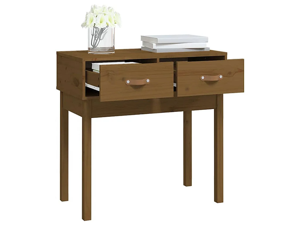 Table console Marron miel 76,5x40x75 cm Bois massif de pin