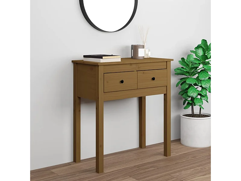 Table console Marron miel 70x35x75 cm Bois massif de pin