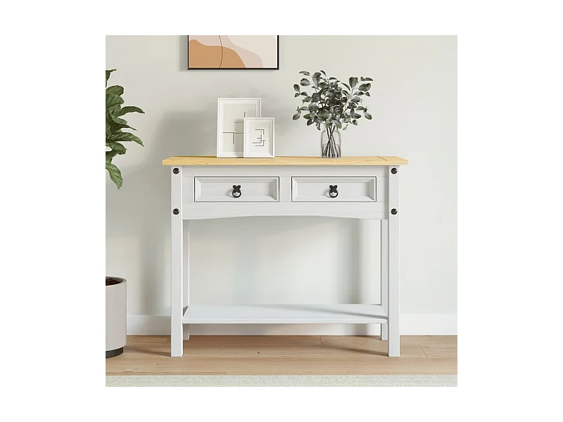 Konsolentisch Mexiko-Stil Kiefernholz Weiß 90x34,5x73 cm