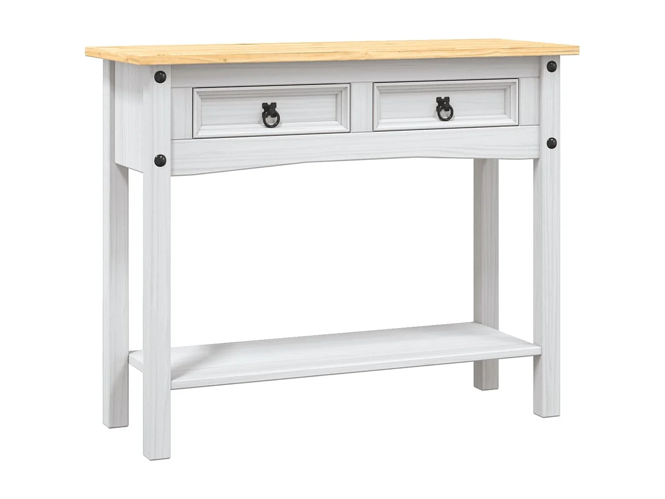 Tavolo Console in Pino Messicano Corona Bianco 90x34,5x73 cm