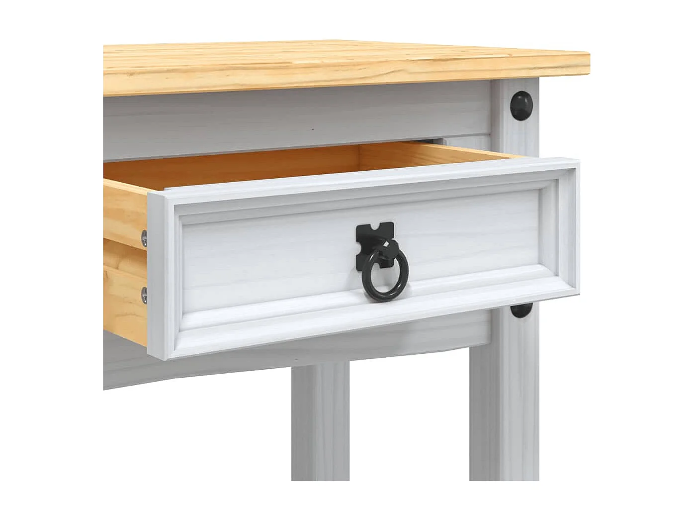 Tavolo Console in Pino Messicano Corona Bianco 90x34,5x73 cm